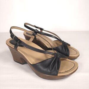 Dansko LEATHER Sandal Naomi‎ Women’s EUR 40 Size 9.5M Black Slingback Strappy